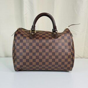 Louis Vuitton Damier Ebene Speedy 30 Bag with Classic Checkerboard Design